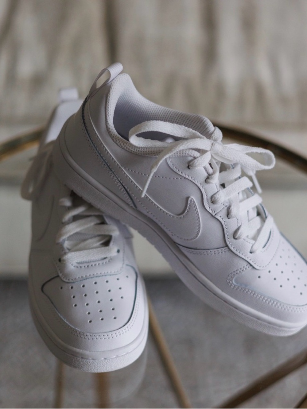 Nike Big Kid's Court Borough Low Recraft Shoes, White/White-White, 4.5Y